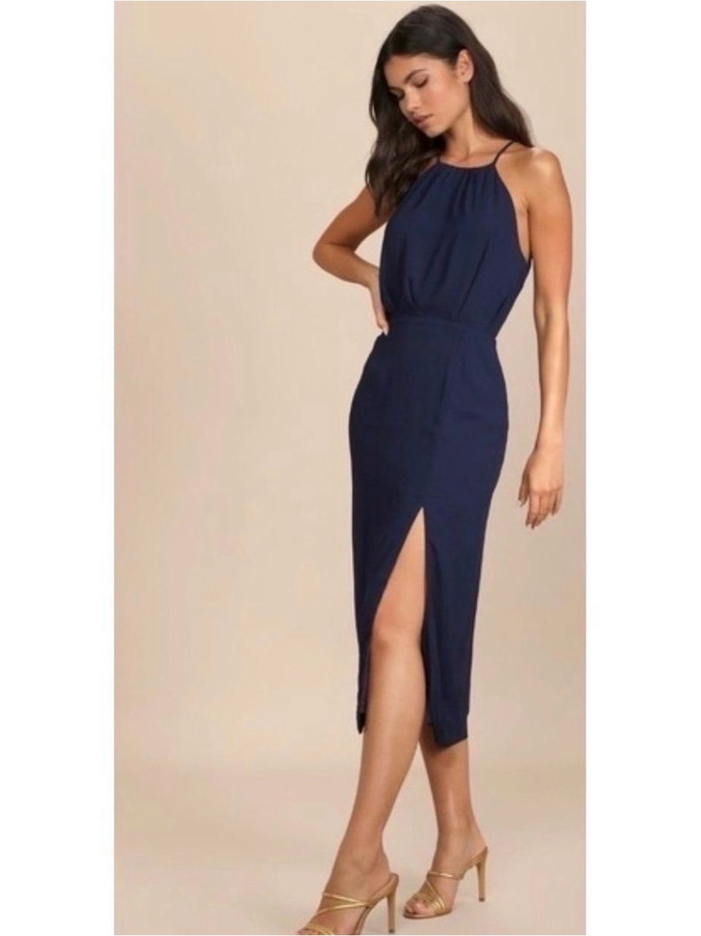 Lulus NWT navy Halter Date Night dress